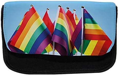 Caixa de lápis de orgulho lunarável, bandeiras de arco -íris da comunidade LGBT, bolsa de lápis de caneta com zíper duplo, 8,5 x 5,5, multicolor