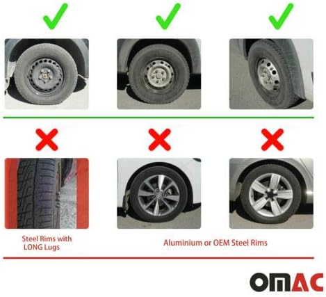 Capas cubos OMAC de 15 polegadas para Nissan Black Matt e Black 4 PCs. Tampa das jantes da roda - tampas do cubo - substituição externa dos pneus de carro