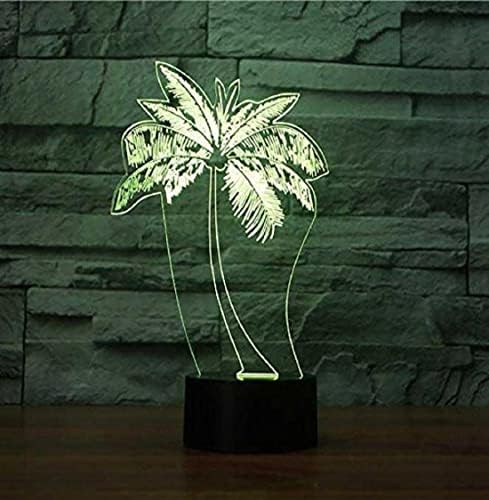 Superiorvznd 3d Palm Tree Night Light Remote Control Power Touch Tound Desk Illusion Lâmpadas de ilusão de cor 16 Luzes de cor Luzes Casa Decoração de Natal Presente de aniversário