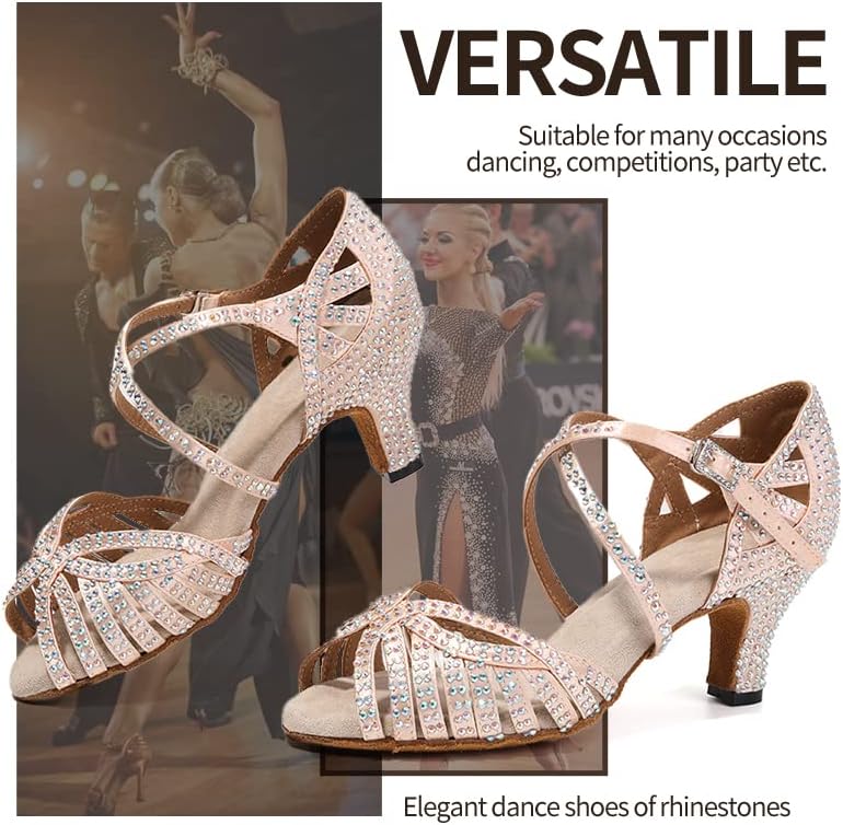Sapatos de dança latina de dança de cetim femininos dkzsyim sênis de salão de salão de salão de salsa de desempenho de desempenho, modelo ycl380