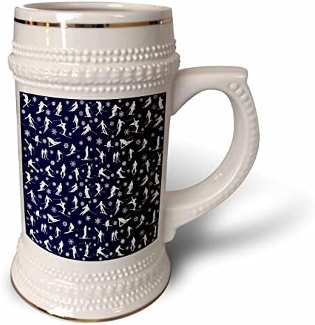 3drose Sport Pattern of Mountain ou Alpine Skiers, flocos de neve. - 22 onças de caneca