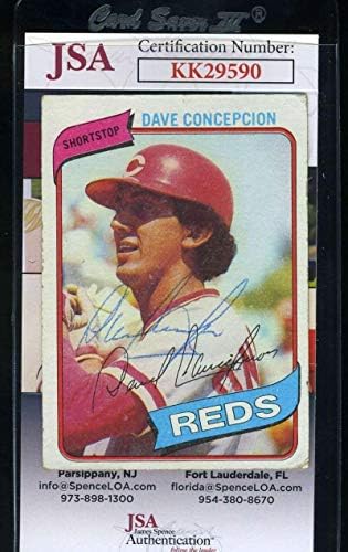 Dave Concepcion JSA CoA Autograph 1980 Topps assinado - Baseball Slabbed Autographed Cards
