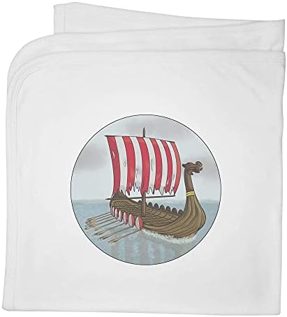 Azeeda 'Viking Longboat Motif' Cotton Baby Blain/Shawl