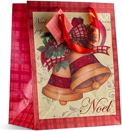 PREXTEX 12 Sacos de presente de Natal de 13 polegadas de 13 polegadas: sacos de papel de seda a granel Tamanho grande em sacos de Natal de impressões brilhantes para presentes Favors de festa