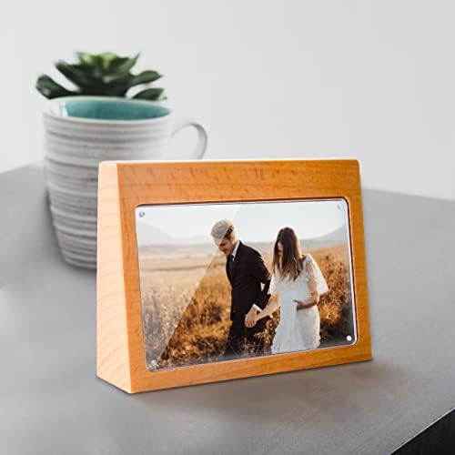 Bestrade 4x6 Ficture Frame 2-Pack, molduras fotográficas de madeira com acrílico magnético transparente para a decoração de mesa de mesa