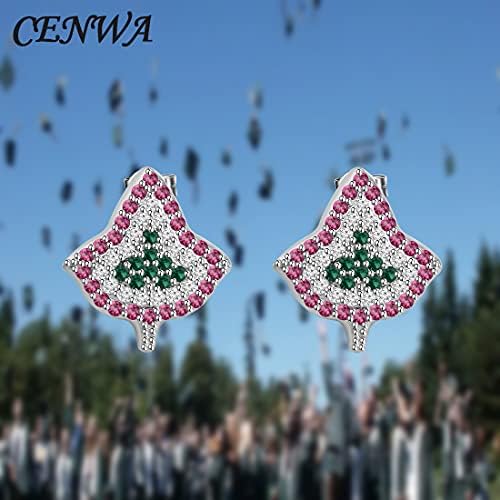 Brincos de zircão rosa e verde de Cenwa Gretos da Irmandades para Graduação para Graduação para Graduação para Graduação