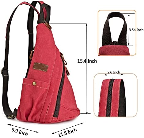 Poeyleja Canvas Sling Bag Convertible Crossbody Bag Saco de peito Mochila ombro Casual Mochila para homens Mulheres viagens de caminhada para ciclismo ao ar livre