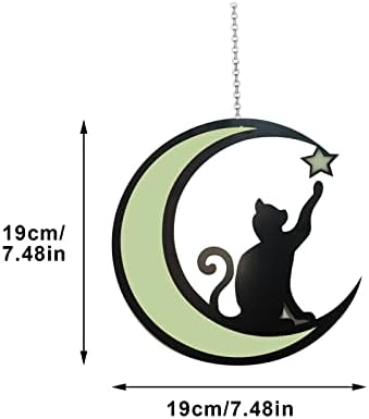 Decoração de gato de lua externa Glow no ornamento escuro luminoso pendurado para as portas da sala da sala da sala de gelo das