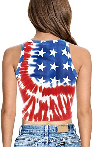 4 de julho Camisas para mulheres American Flag Summer Summer Sleesess O-Gobes Top Top Stars Stripes Shirt Casual Casual Tunic Tops