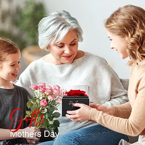 Wildlove preservou a verdadeira rosa com colar, dia das mães, presentes de aniversário para mulheres esposa esposa, presente romântico
