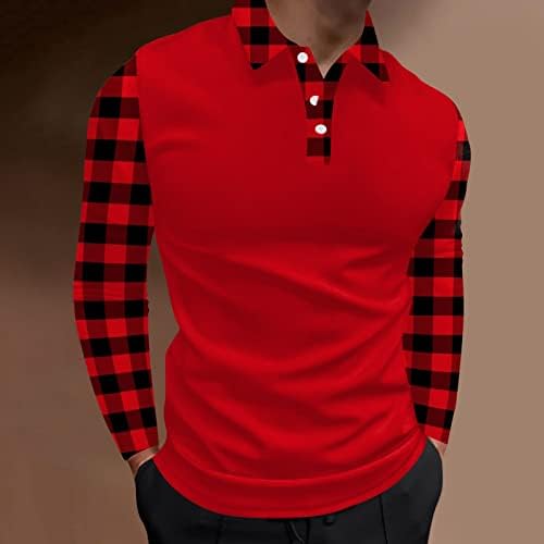 Camisas pólo masculinas de Dsodan, mola de manga prolongada de retalhos listrados de retalhos de golfe de golfe muscular Slim Fit Sports Sports Polo Shirt