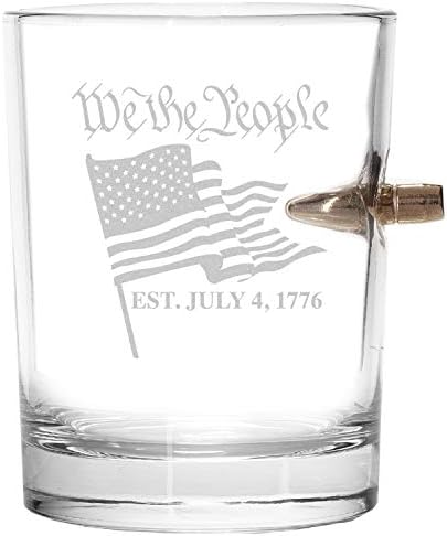 Lucky Shot We The People Whisky Glass | Vidro de rocha de borossilicato resistente a lascas duratoff
