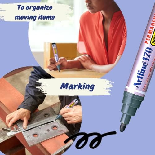 Artline Magnum Sharp Sharp Permanent Marker Conjunto: 12 pacote de marcadores pretos de 2,0 mm de espessura - Jumbo, gordura, larga, gigante, grande para redação e arte