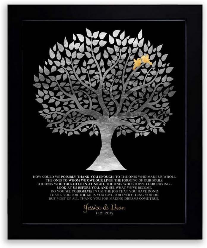 Lucky Tusk Presente Personalizado para os Pais Como poderíamos agradecer a você o suficiente raízes de árvores Faux Silver Gold Love Birds Presente para Mãe do Groom noivo #LT-1136,