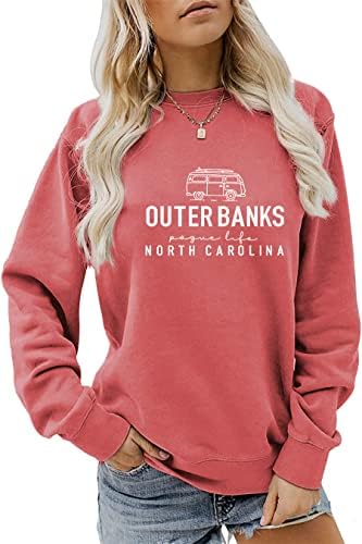 DeJagia Women Outer Banks Pogue Life Sweatshirt, Carta engraçada Impressão de manga longa Camisa top