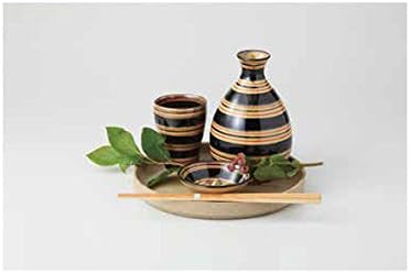 Seleção de Tóquio Matcha - Bottle & Cup Set - Koma Stripe - Porcelana japonesa Hasami para vinho saquê [Navio padrão por Int'l E -Packet: com rastreamento e seguro]