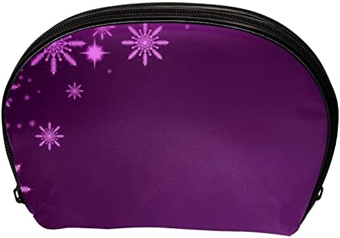 Saco de higiene pessoal pendurado de viagem, organizador de maquiagem portátil, suporte de cosméticos para pincéis, Christmas Snowflake Purple Heart