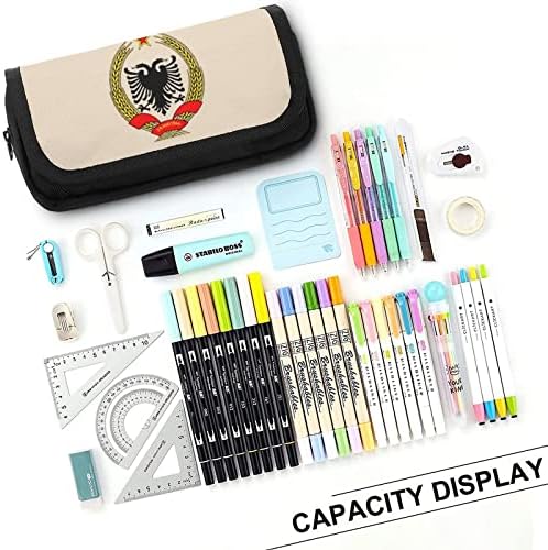 Caixa de lápis albanesa de águia dupla bolsa de caneta de zíper de grande capacidade para porta