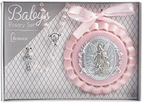 Roman Giftware Inc, presentes infantis, novo bebê, medalha de berço rosa de 4,25 h e, religioso, inspirador, durável