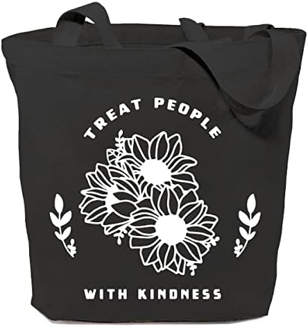 Sauivd tratar pessoas com gentileza sacolas sacolas presentes sacos de compras de algodão de girassol reutilizável lavável