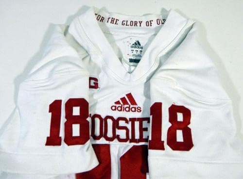 2012 Indiana Hoosiers 18 Jogo usou a placa de identificação White Jersey Removed M DP14013 - Jerseys usados ​​na faculdade