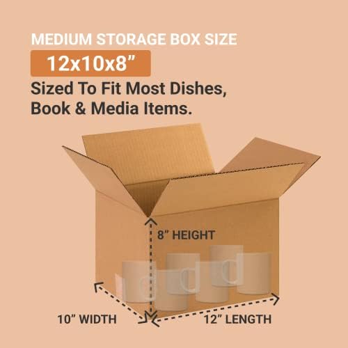 Caixas de envio Aviditi Pequenas 12 L x 10 W x 8 H, 25-Pack | Caixa de papelão ondulada para embalagem, movimentação e