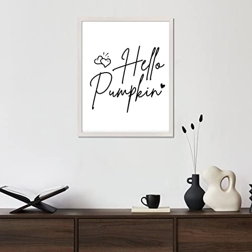 Life Positive Quote Wood Letregada com tema de outono Hello Hello Pumpkin White Frame Placa de madeira para lavanderia