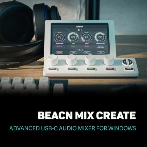 Beacn Mix Create Audio Interface | Windows USB C Mixer de áudio para criadores de conteúdo | Controle de volume para fluxos Twitch e YouTube | Essentials do criador de conteúdo para streaming