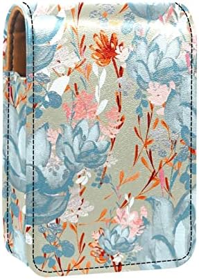 Caixa de batom Oryuekan com espelho bolsa de maquiagem portátil fofa, bolsa cosmética, água pastoreável de água vintage lírio floral