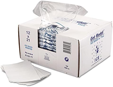 Inteplast Group IC1221 Bolsa de gelo, 12 x 21, capacidade de 10 lb, 1,5mil, transparente/azul, 1000/caixa