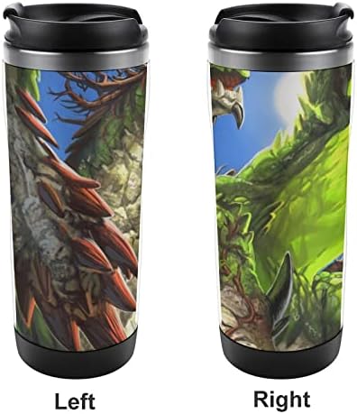 Green Dragon Monster Travel Canecas de café com copos isolados de tampa