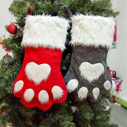 Thypt 2pcs meias de Natal de cães de cães de cabelos de cabelos de cabelos de Natal Decorações de árvore de Natal