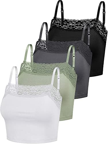 4 PCs Camisole feminina com renda de renda Crop top top half Cami top respliable renda Bralettes Cami Crop Lace Tops para