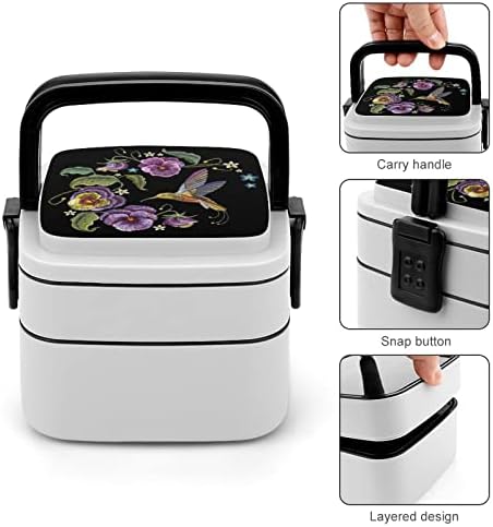 Flores Hummingbirds Double Cayer Bento Box Lunch Box Recipiente para Work Offce Picnic