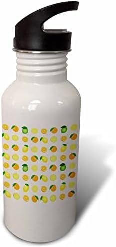 3drose chic padrão de frutas cítricas, limões, laranjas, limas em garrafas de água brancas -