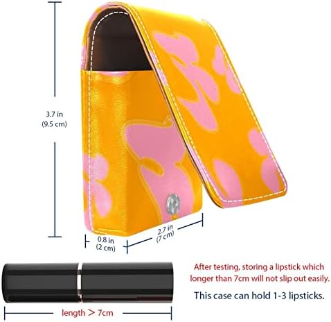 Oryuekan Makeup Batom Caso Tolder Mini Bag Travel Bolsa de cosméticos, organizador com espelho para uma festa de festas de casamento de dama de honra externa, desenho animado de desenho animado Art Pink Orange