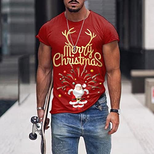 XZHDD Soldado de Natal T-shirts de manga curta para homens, Natal Santa Claus Print Crewneck Tee Tops Home Party Casual