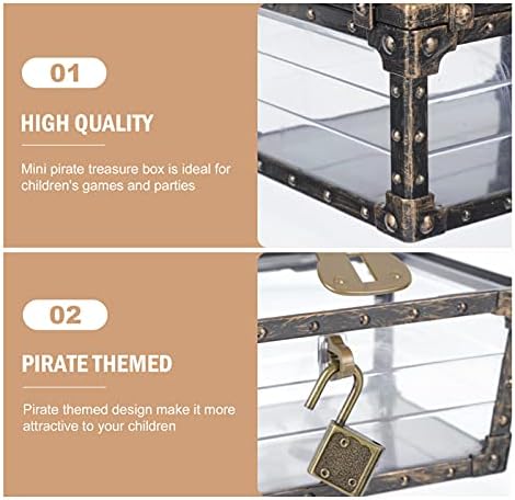 Caixa de tesouro pirata de Zerodeko com bloqueio de bloqueio de jóias transparentes de jóias de peito de pedras preciosas