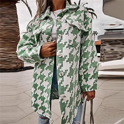 Spring Home Camisas dianteiras abertas de manga larga de manga larga Casual fria tie de tampa de tie polyester v pescoço com bolsos tops para mulheres verdes