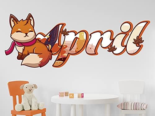Decalque de parede de raposa de animais, nome personalizado, adesivo de parede de berçário de raposa fofo, papel de parede de impressão 3D, quarto de decoração de casa de raposa, arte de parede, esmagamento ka757