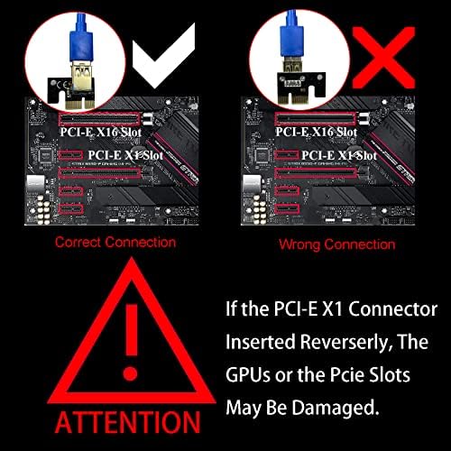 IIAzimps PCI-E Riser Card 010S 8 Solid Capacitors GPU Risers Adapter Card PCI-Express 1X to 16X Riser Card for Bitcoin Ethereum Mining