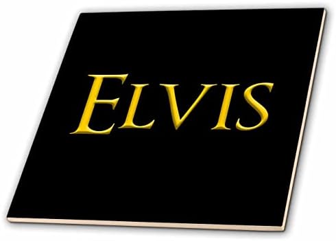 3drose Elvis lendário nome de menino na América. Amarelo em charme preto - telhas