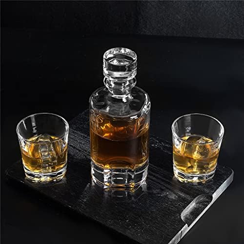 YXBDN Whisky Decanter Conjunto de óculos de cristal na caixa de presente, decantador de garrafa de bebida para casamento de aniversário