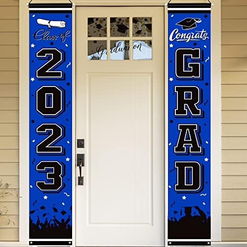 2023 Decorações de festa de graduação Banner de placas Azul Large Parabéns Partir