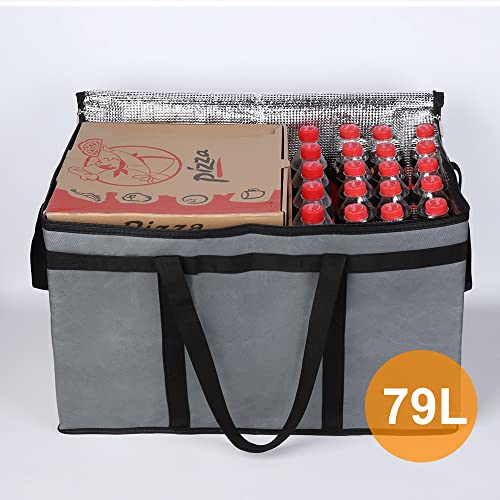 Bolsa de entrega de alimentos com isolamento Bodaon, sacos de entrega de pizza com isolamento xxx-grande, cinza escuro, 1 pacote