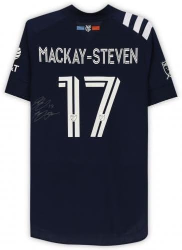 Gary Mackay-Steven New York City FC autografou a camisa da Marinha 17 usada pela partida da temporada de 2020 MLS-camisas de futebol