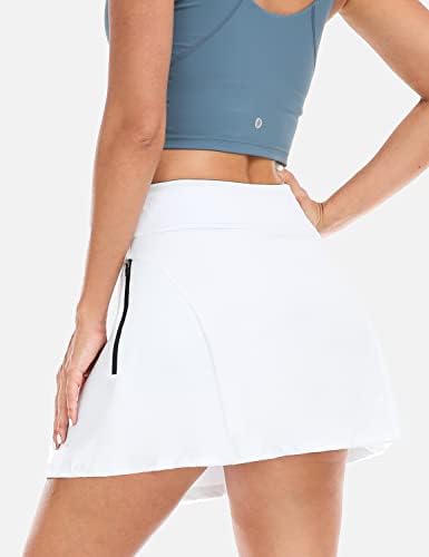 Saias de tênis de Hiverlay para mulheres de cintura alta com shorts Skort de golfe com bolsos com zíper para atléticos