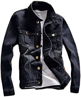 Jaqueta jeans de outono da primavera loiuybm, jaqueta jeans de jeans de moda masculina de moda, roupas de jeans de cowboy