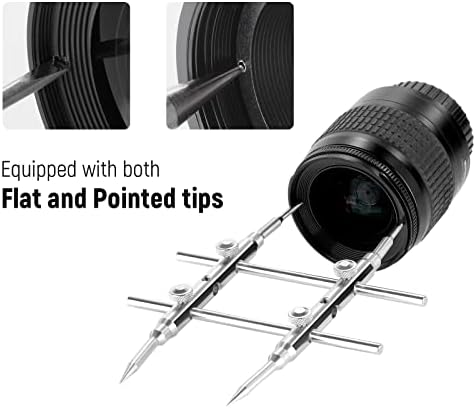 Chave de lente de aço inoxidável Neewer, chave de remoção de lentes de ponta de dupla ponta/flagra de ponta de dupla face com