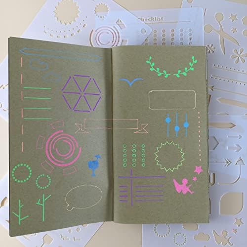 Conjunto de estênceis do Fecsam, Journal Stencil - Reutilizável, 20pcs Bullet Jounaling Supplies para pintura/desenho